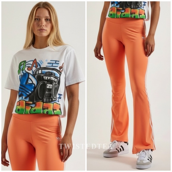 2 piece adidas originals T-shirt & leggings matching outfit sizes M L and XL NEW - Picture 2 of 4